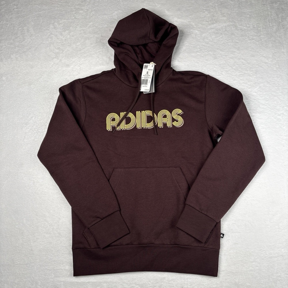 ADIDAS Men's Brown Long Sleeve Fleece Active Hoodie Evo Lin HD KD4728- Small